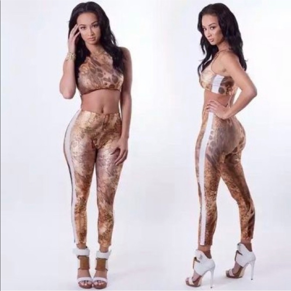Fine Ass Girls Women 2 Piece Set Snake Skin